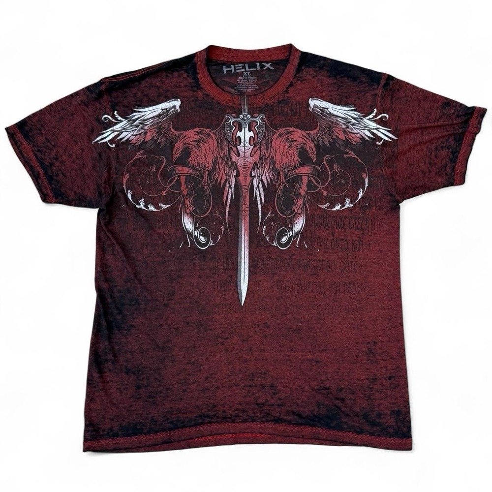 Helix Red Lightweight Wings T-Shirt Men's Size XL Cyberpunk Grunge Goth Y2K Tee